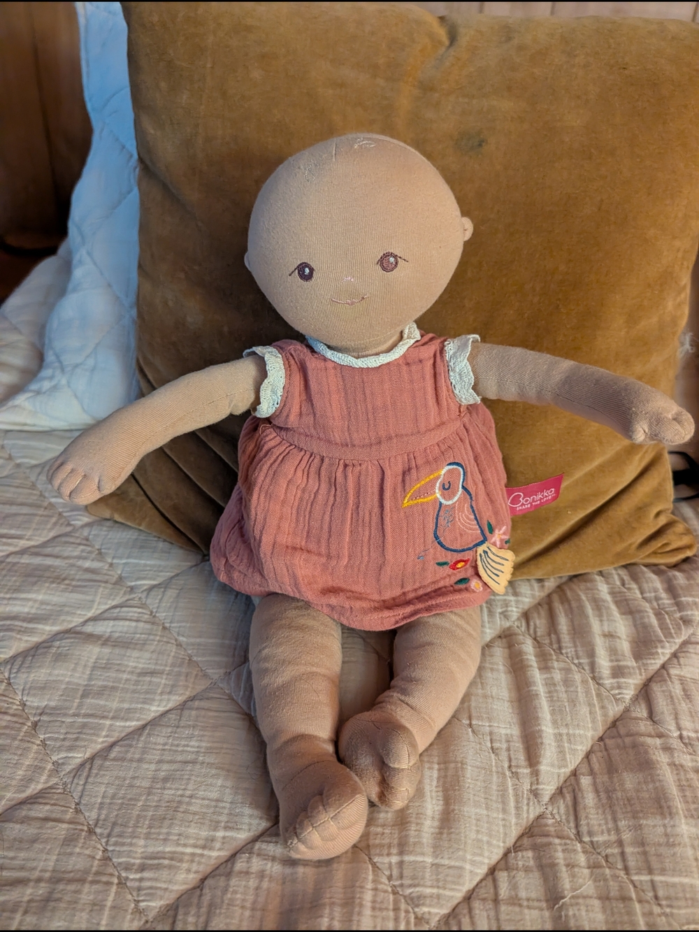 Soft Cloth Baby Doll in Mauve Dress